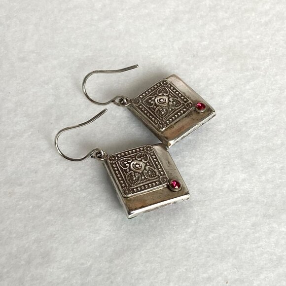 Firefly Mosaic Jewelry Silver Plated Rhinestone Dangle Drop Earrings 925 Hooks - Picture 8 of 16